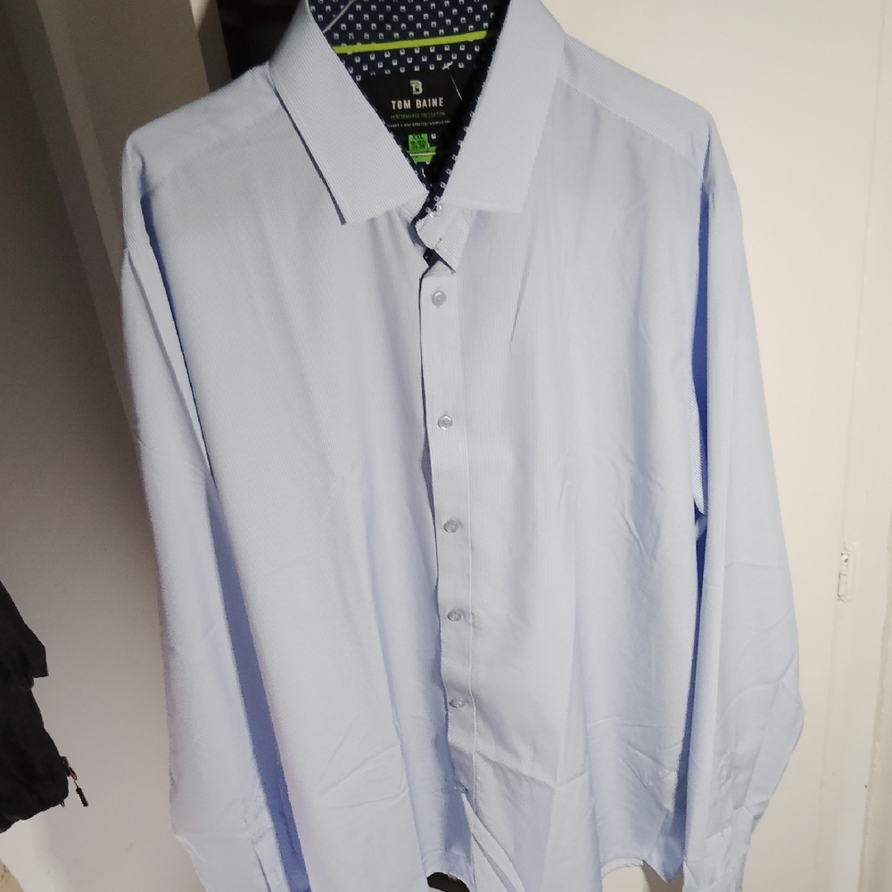 Blue Crisp Cotton Dress Shirt